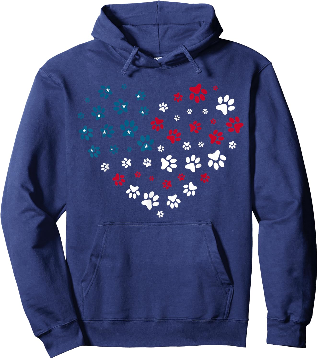 American Flag Patriotic Dog and Cat Paw Print 4th of July Hoodie - Hoodie | Navy