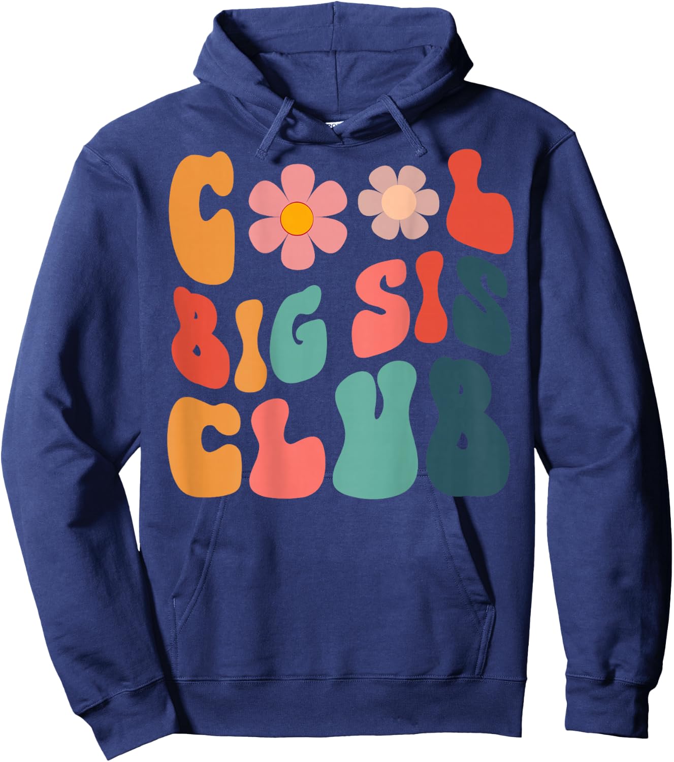 Retro Cool Big Sis Club Floral Big Sister auf der Rückseite Hoodie - Hoodie | Navy