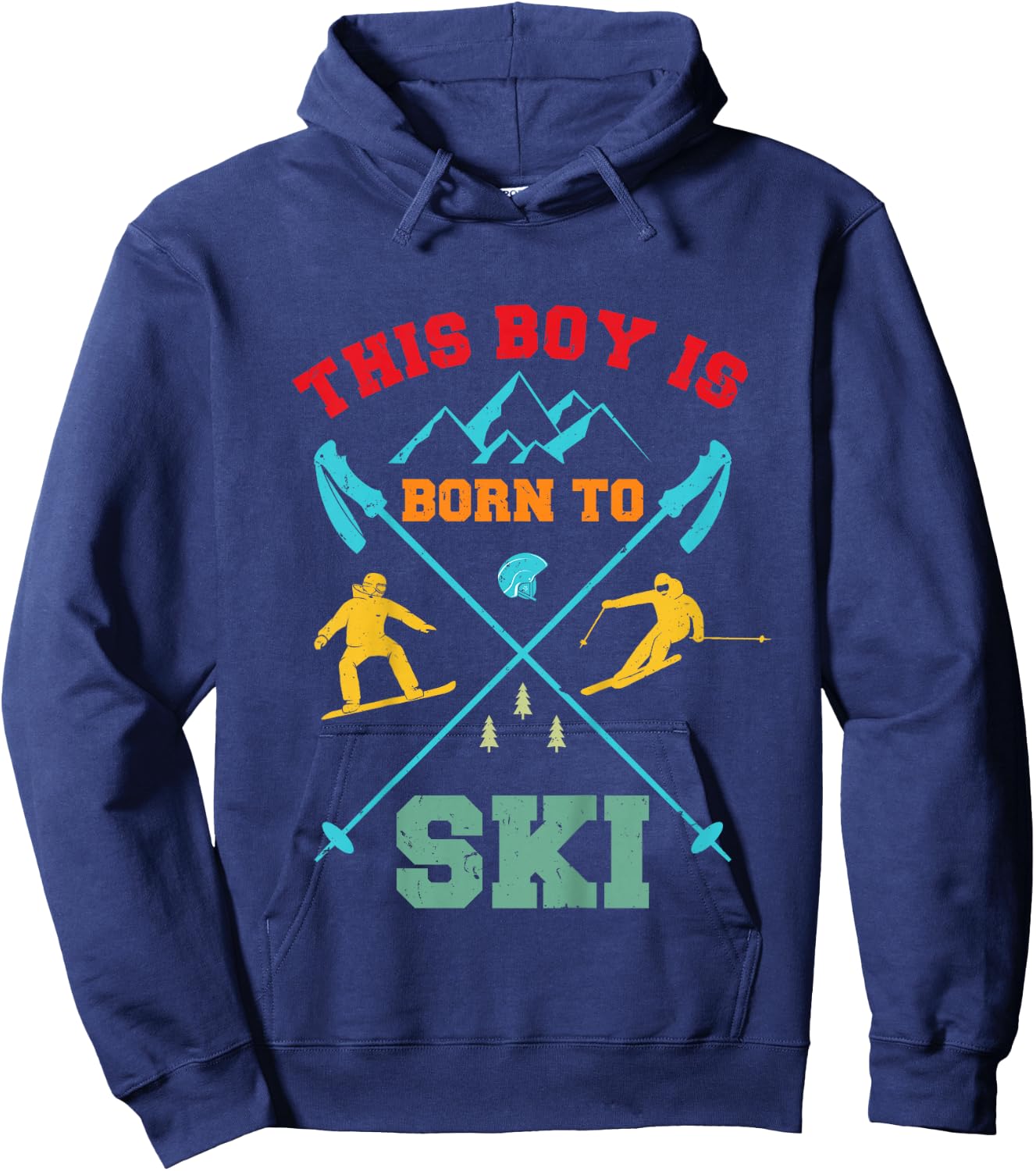 Children's Skiing Cool Boys Riding Ski Funny Boys , black Hoodie - Hoodie | Navy