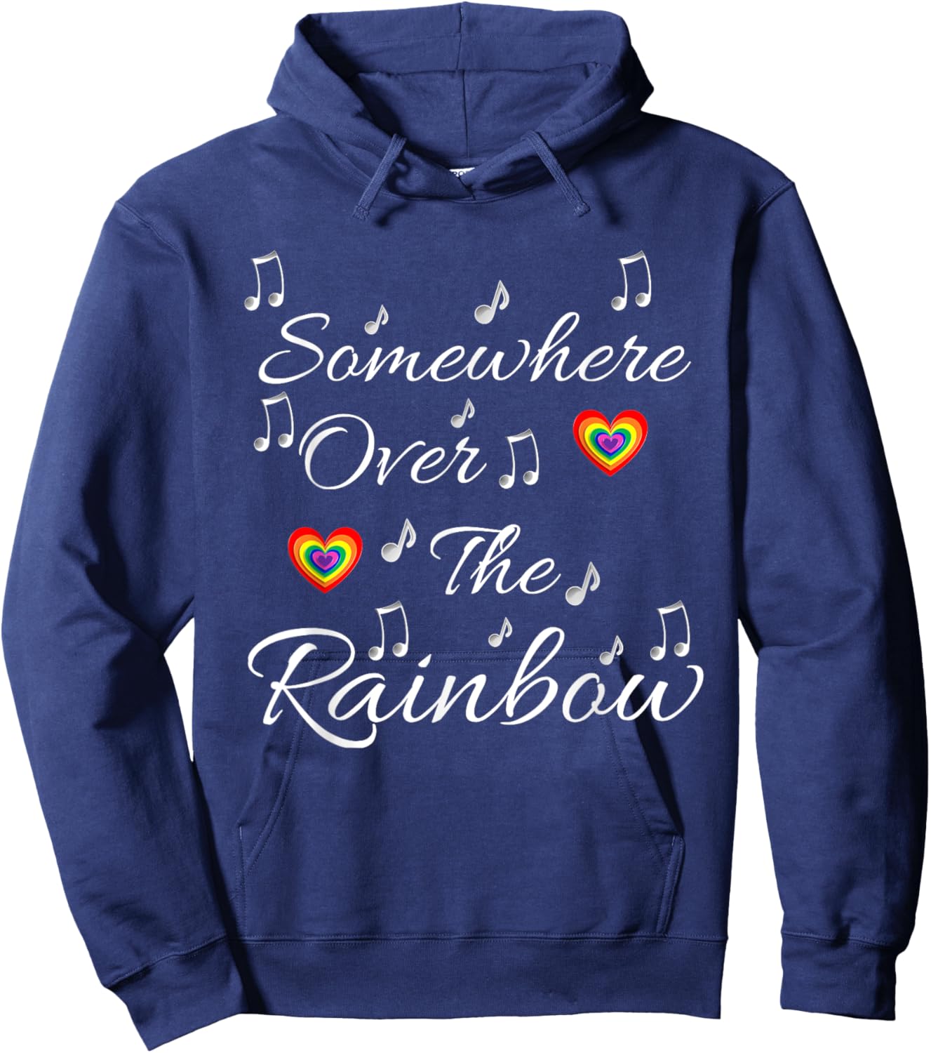 Somewhere Over The Rainbow Wizard of Oz Music Notes Shirt Hoodie - Hoodie | Navy