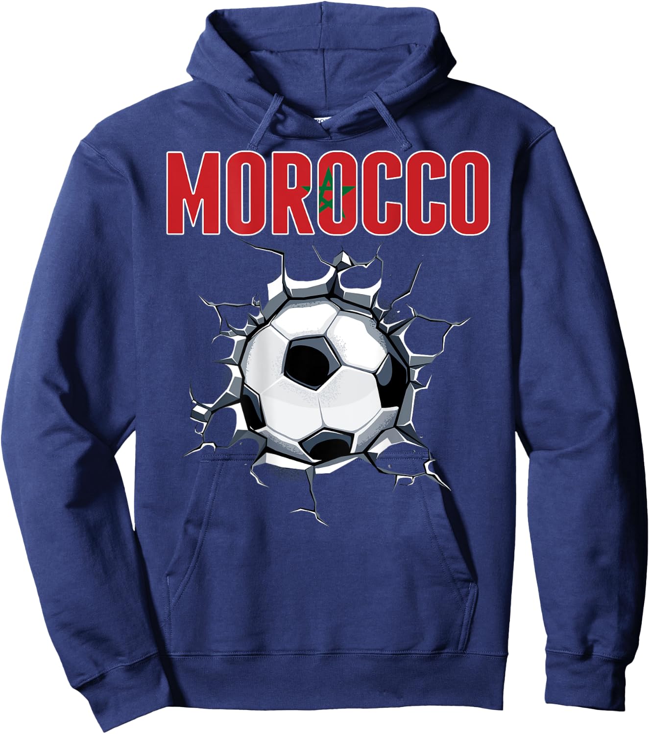 Morocco Soccer Fans Jersey Moroccan Football In Cracked Wall Hoodie - Hoodie | Navy