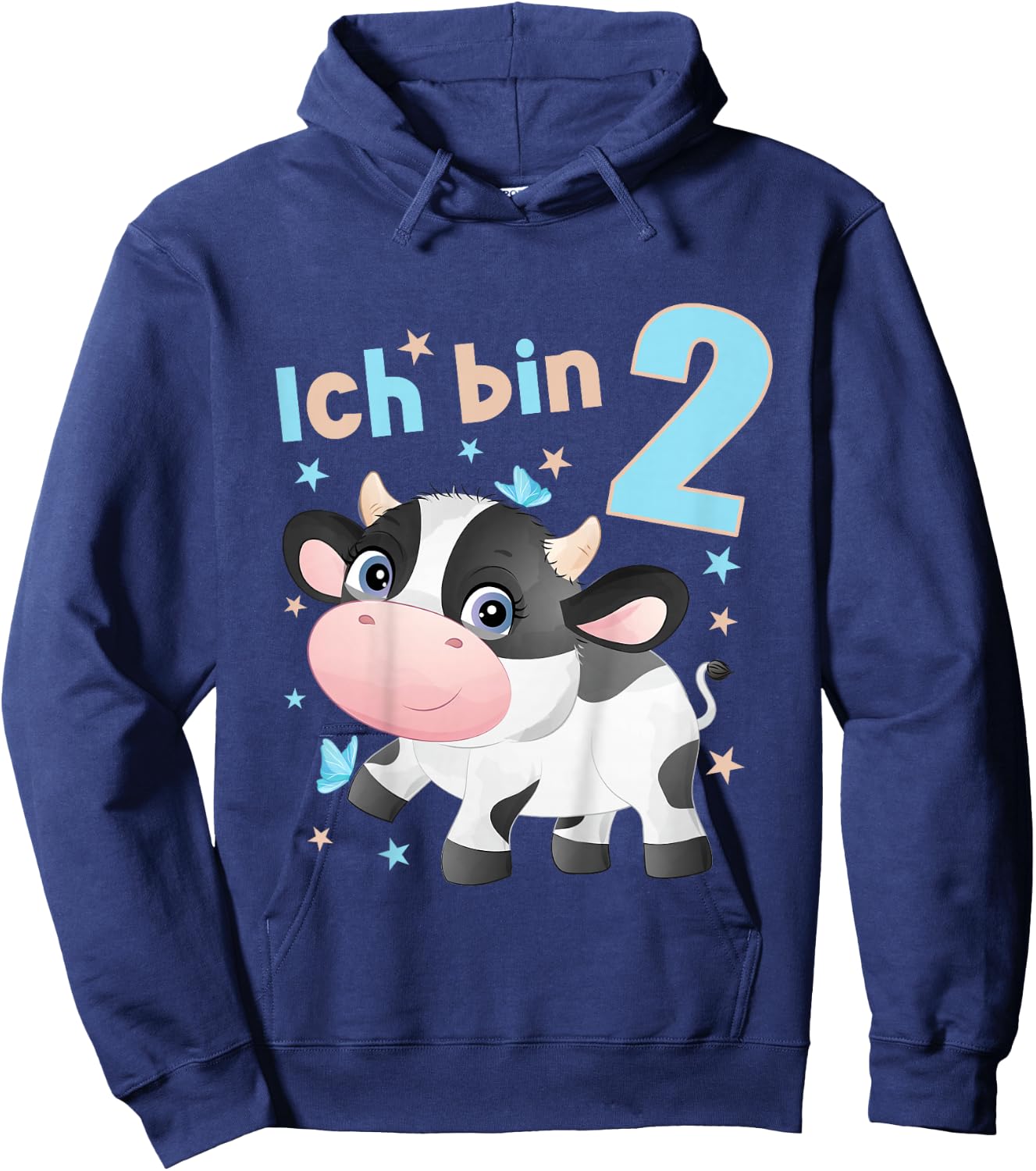 2 Jahre alt Ich bin 2 Kühe Kuh Kälbchen 2. Geburtstag Hoodie - Hoodie | Navy