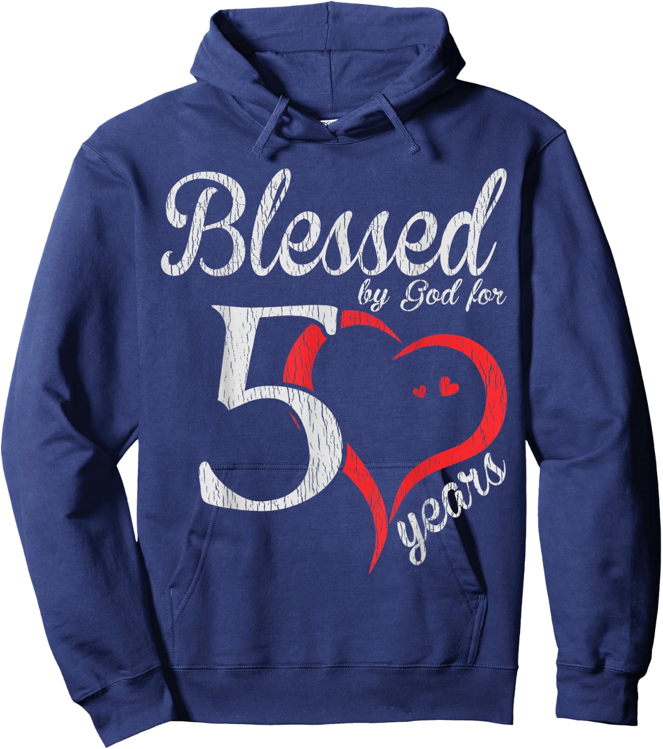 Vintage 50th Birthday Blessed By God For 50 Years Birthday Hoodie - Hoodie | Navy