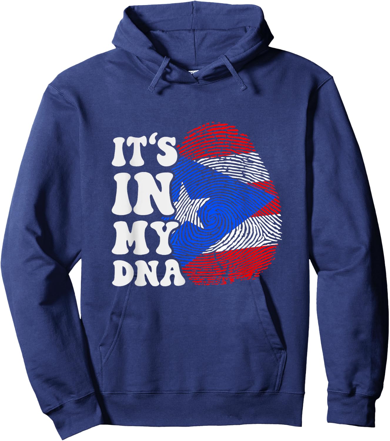 Funny it's in my DNA Puerto Rico flag Fingerprint Hoodie - Hoodie | Navy