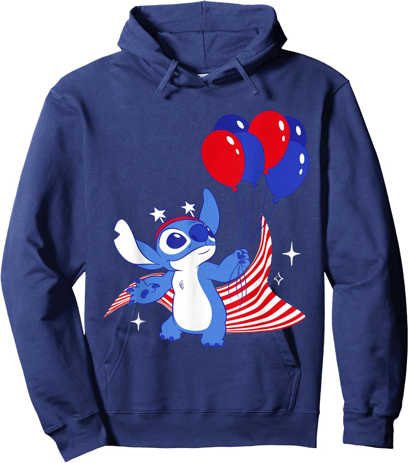 Disney Stitch with Balloons Americana 4th of July USA 250th Hoodie - Hoodie | Navy