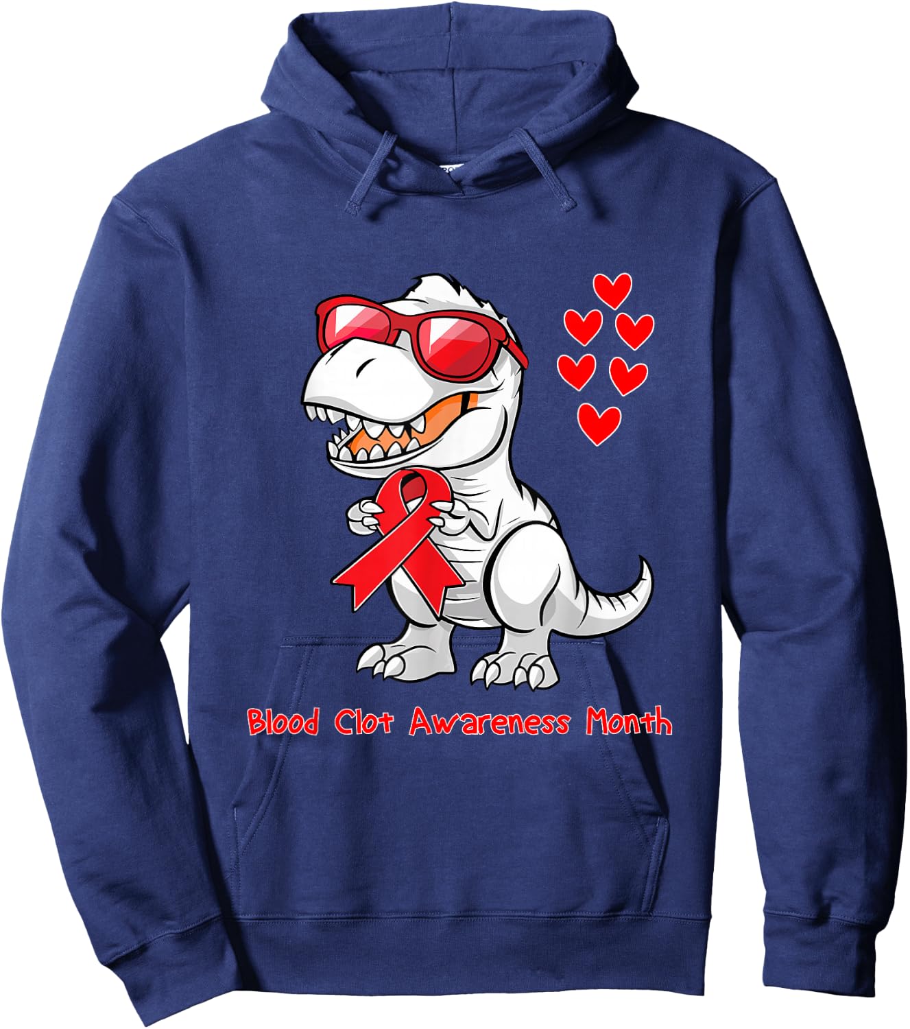 T-rex Dinosaur Blood Clot Awareness Day Dino Toddlers Hoodie - Hoodie | Navy