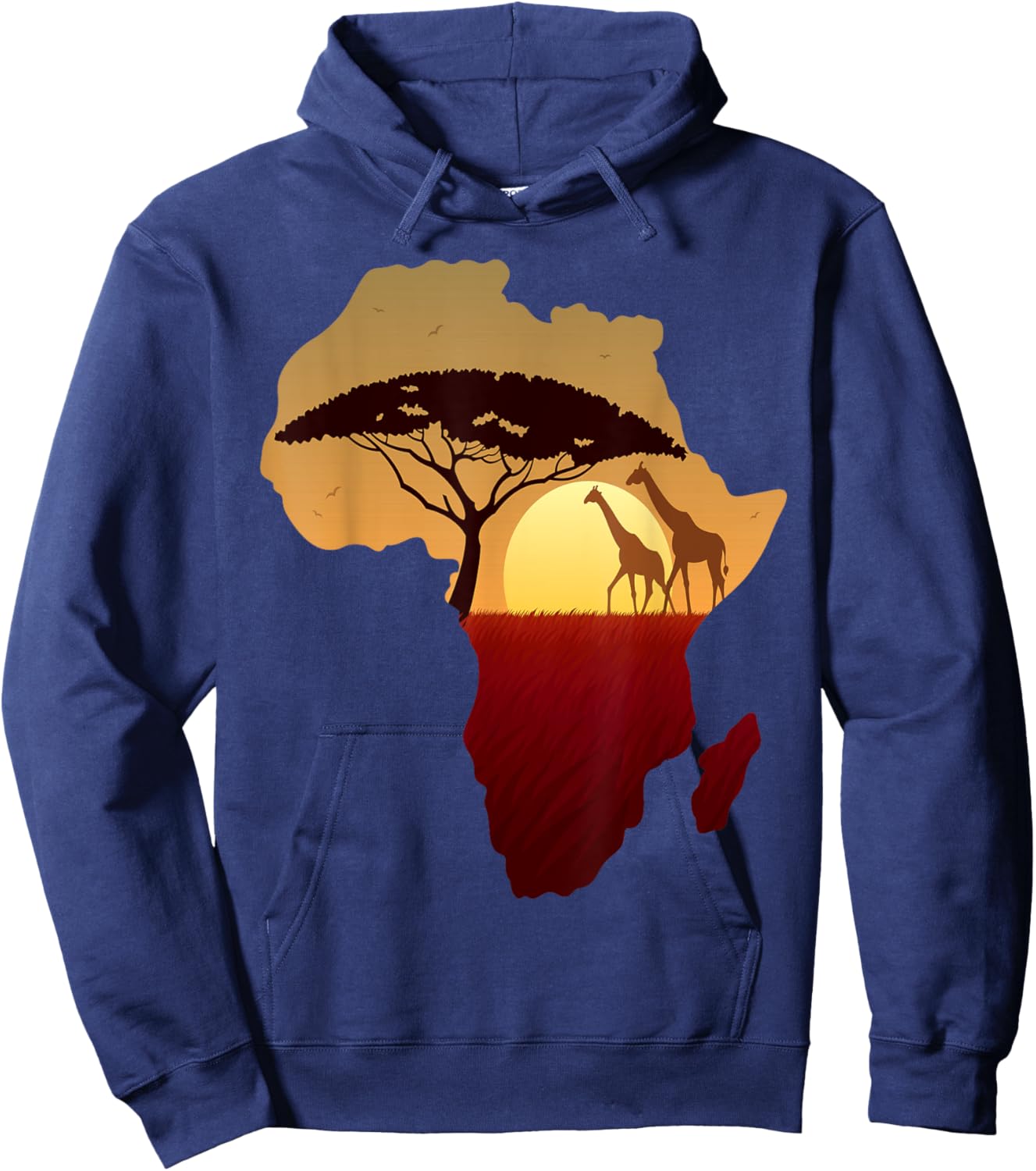 Africa Giraffe Map Dad South Animals Big Five Safari Hoodie - Hoodie | Navy