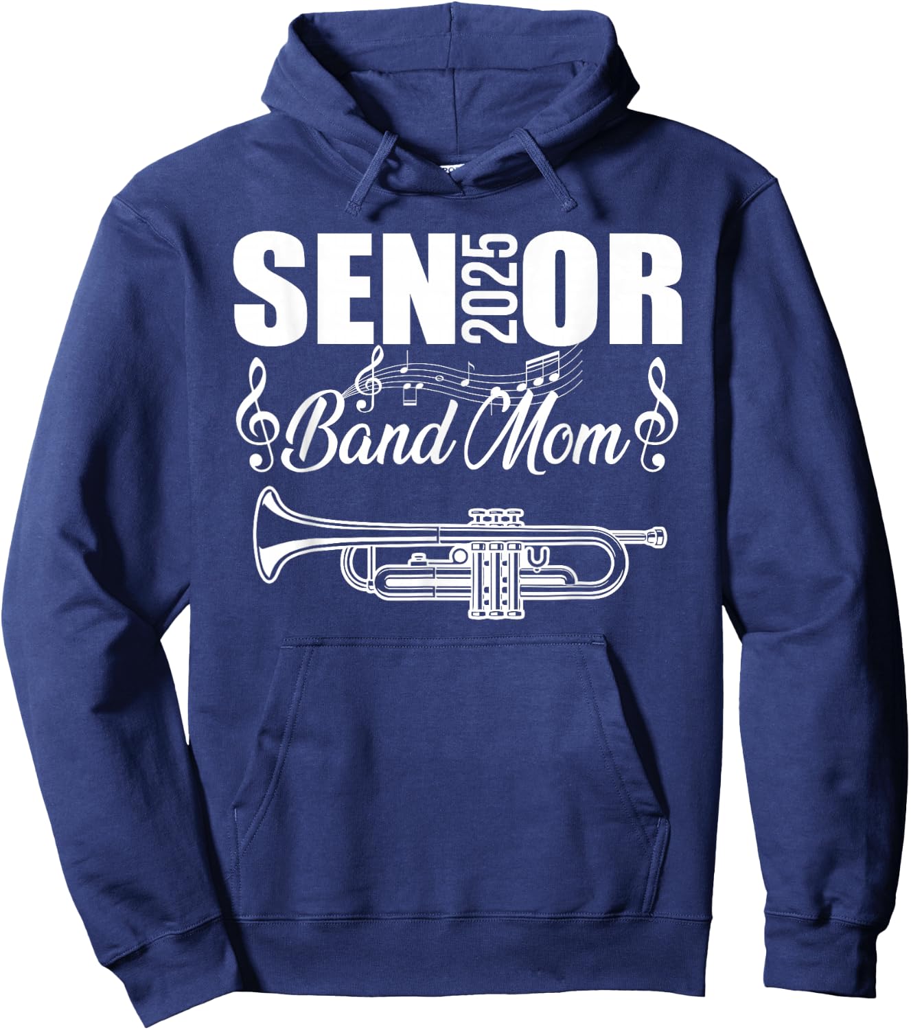 Senior Band Mom 2025 Marching Band Class of 2025 Trumpet Hoodie - Hoodie | Navy