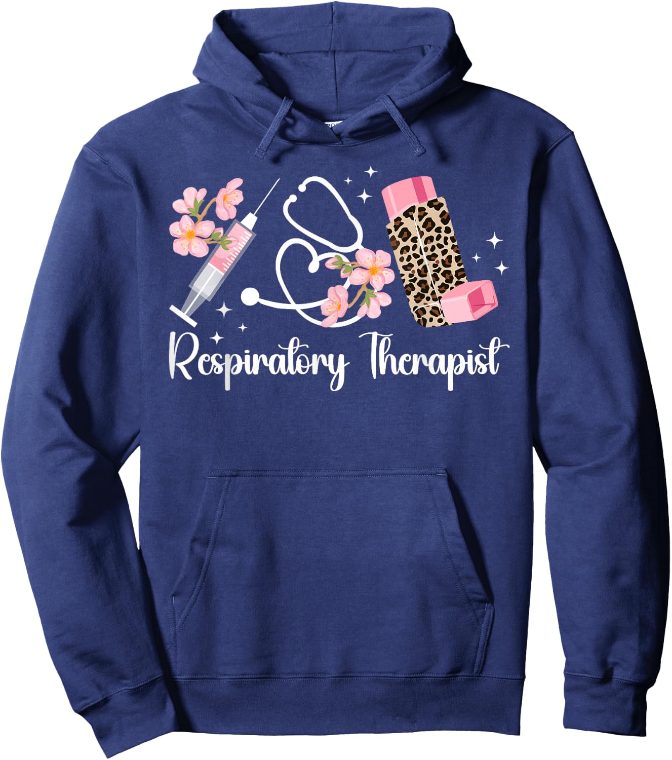 Respiratory Therapist Leopard Respiratory Therapy RT Hoodie - Hoodie | Navy