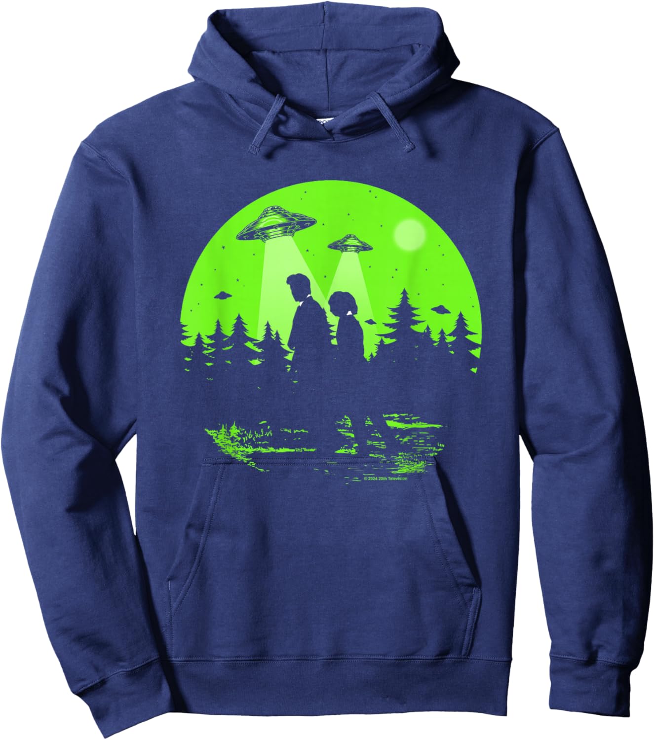 X-Files Mulder & Scully Silhouettes In The Woods , Black, S Hoodie - Hoodie | Navy