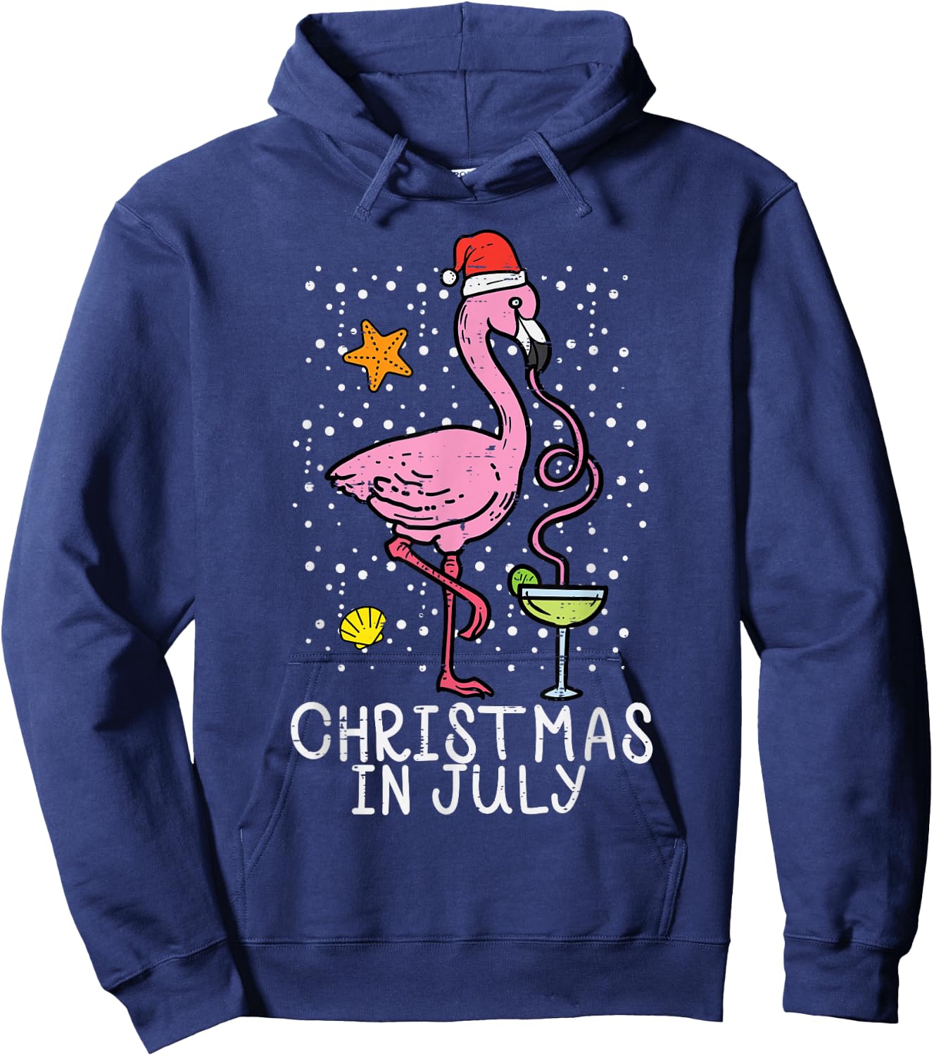 Christmas In July Flamingo Santa Summer Xmas Women Men Kids Hoodie - Hoodie | Navy