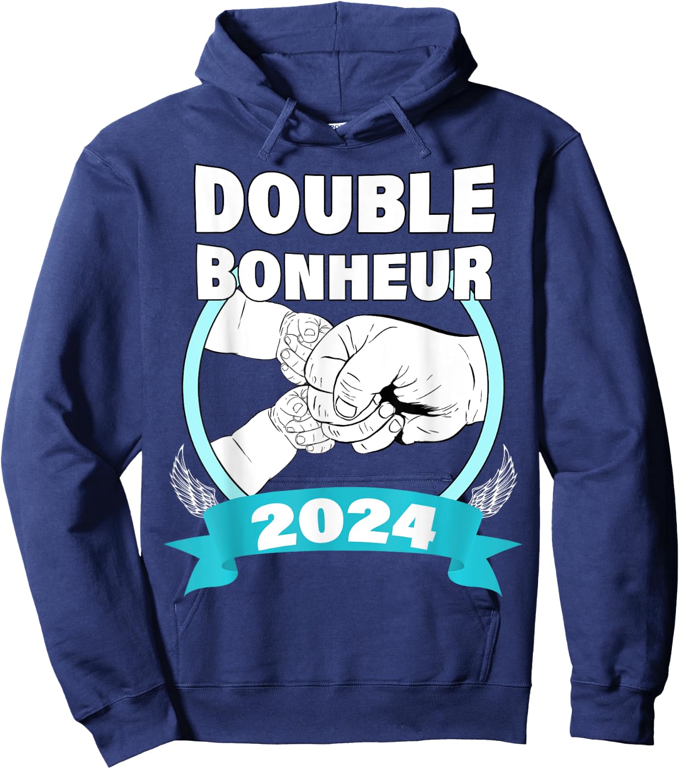 Announcement Pregnancy Baby Daddy Of Twins Double Happiness 2024 , Black, S Hoodie - Hoodie | Navy