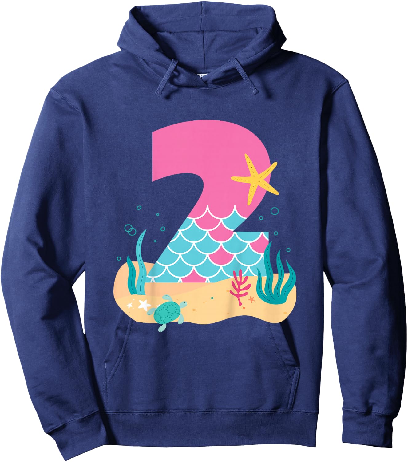Kids Cute 2nd Birthday Outfits for Girls Mermaid 2 Year Old Hoodie - Hoodie | Navy