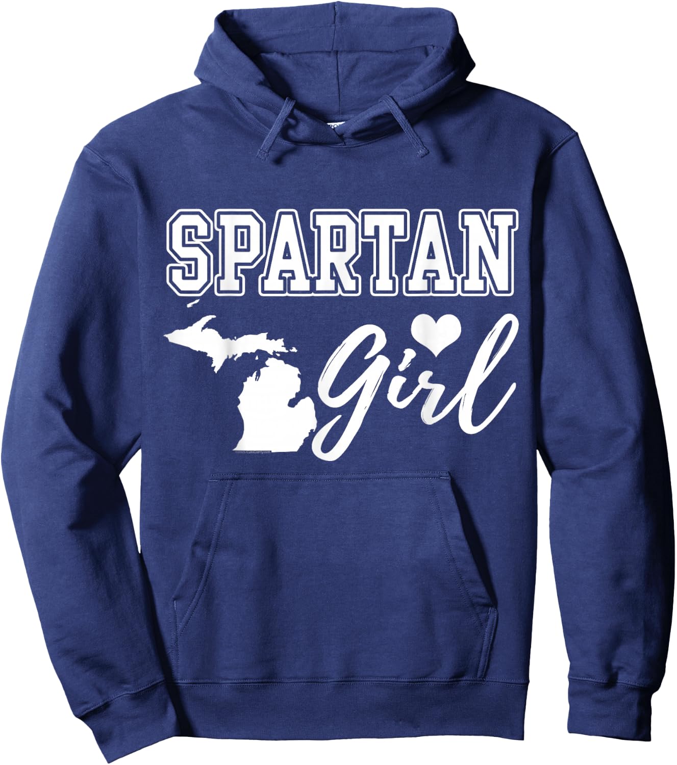 Spartan Girl Home Heart State Map Shape Women Girls Hoodie - Hoodie | Navy