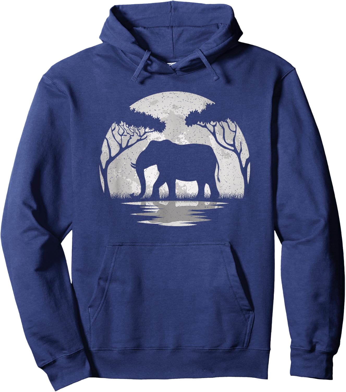 Elephant Moon Vintage Elephant Lover Wildlife Men Women Hoodie - Hoodie | Navy