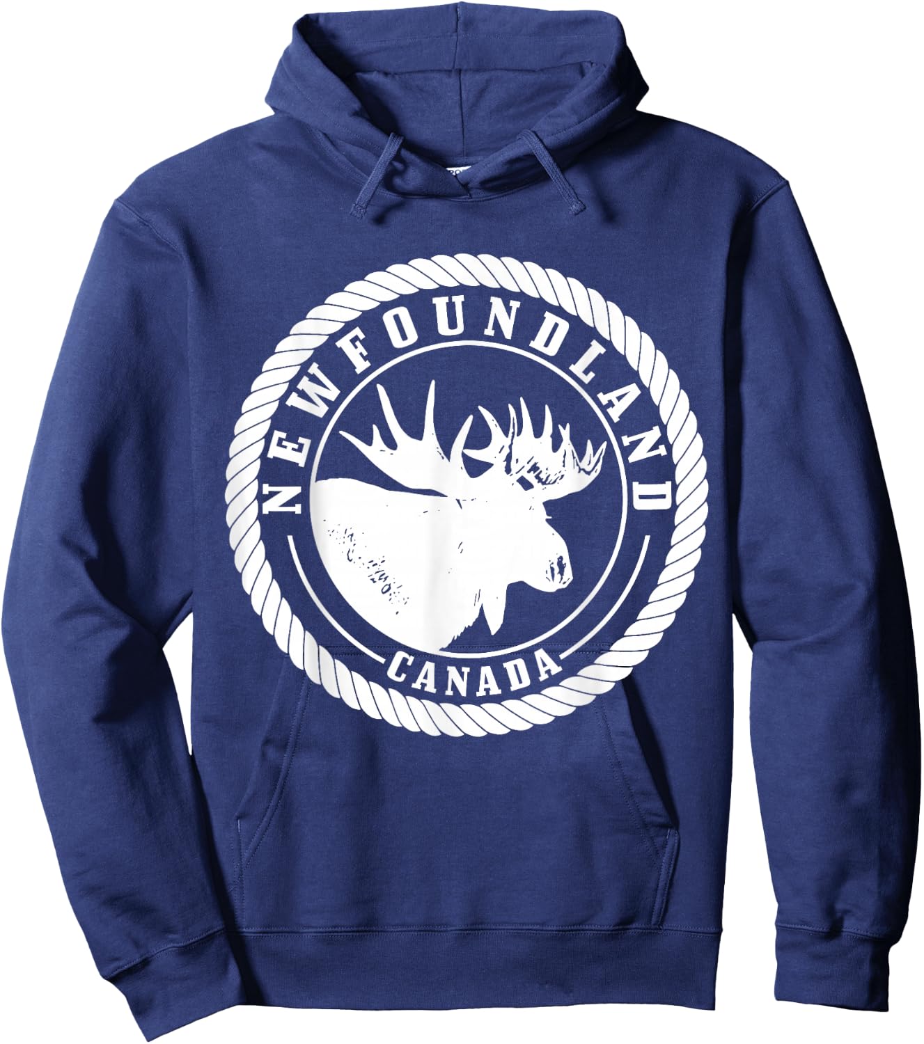 Newfoundland Canada Elk Vintage Hiking Nature Canadian Hoodie - Hoodie | Navy