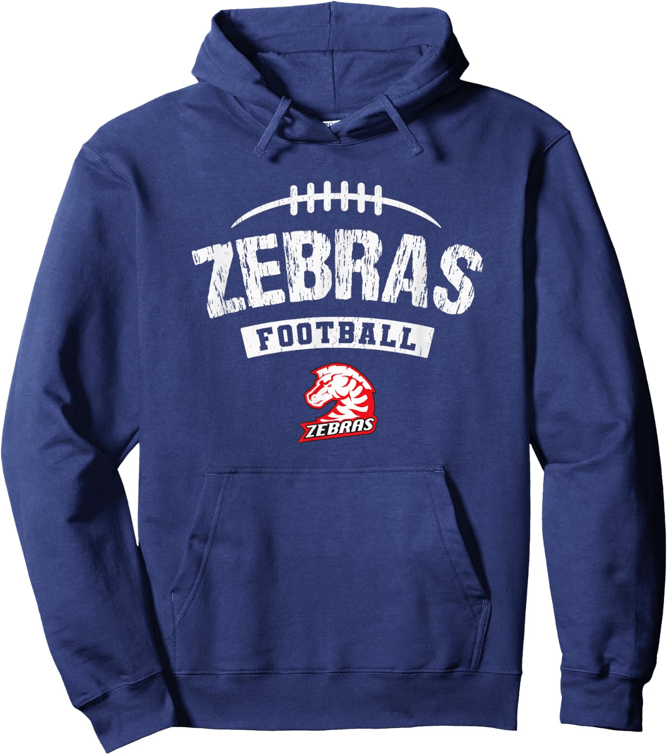 Claremore Zebras Logo Football Distressed HS Hoodie - Hoodie | Navy