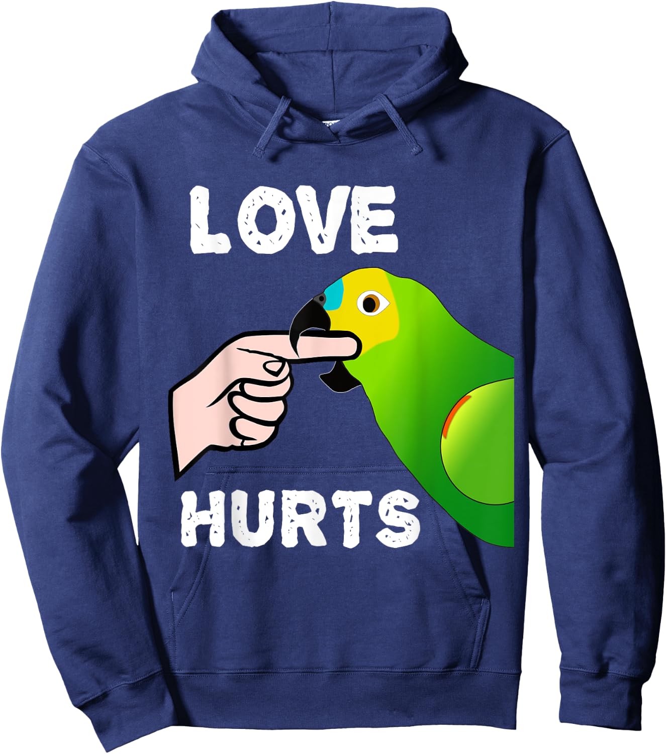 Love Hurts Blue Fronted Amazona Parrot Hoodie - Hoodie | Navy