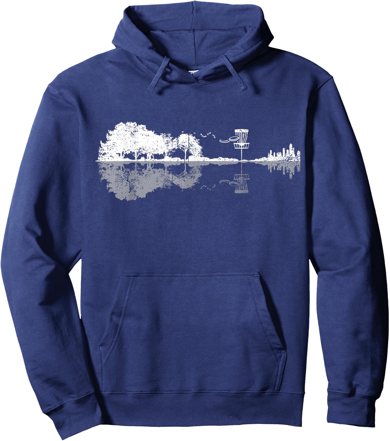 Disc Golf Sunset Guitar Guitarist Player Golfing Golfer Hoodie - Hoodie | Navy