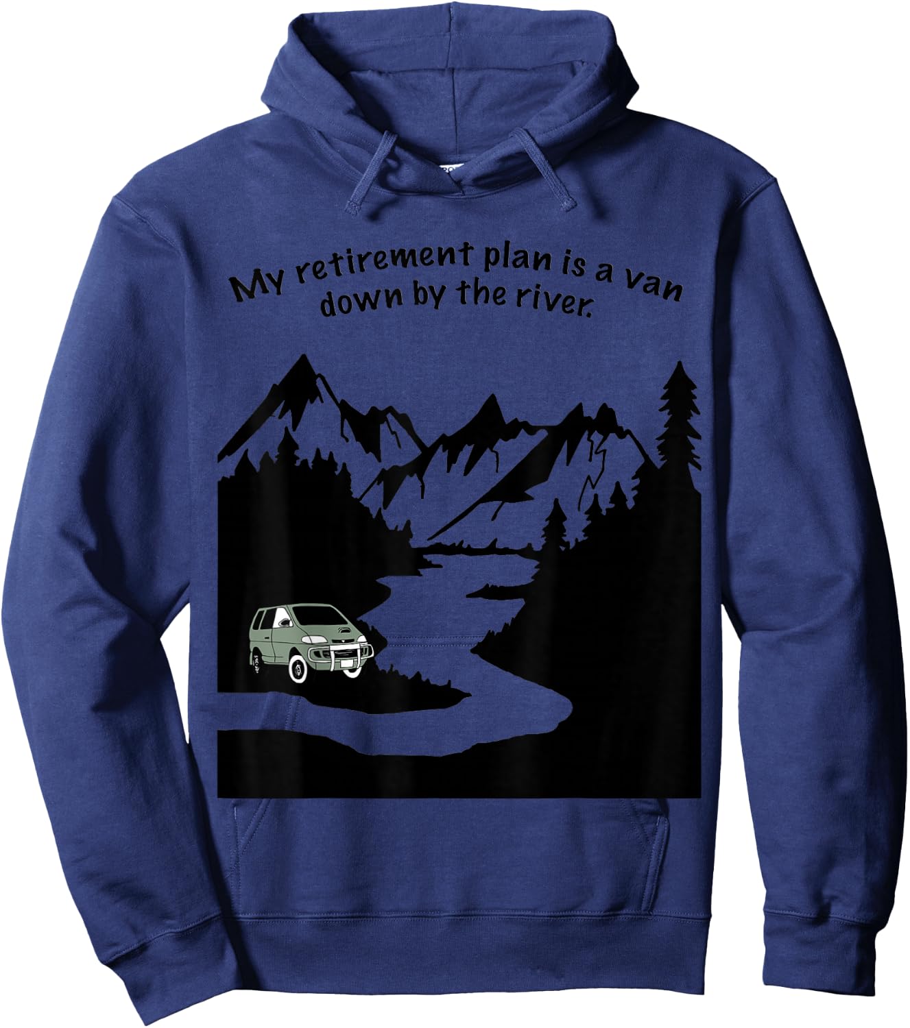 Van down by the river - Camping, climbing, hiking Hoodie - Hoodie | Navy