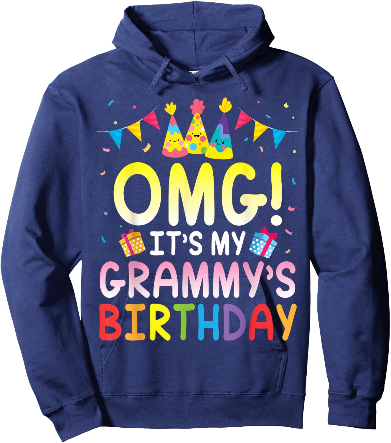 Balloon Present OMG It's My Grammy's Birthday Happy Mom Nana Hoodie - Hoodie | Navy