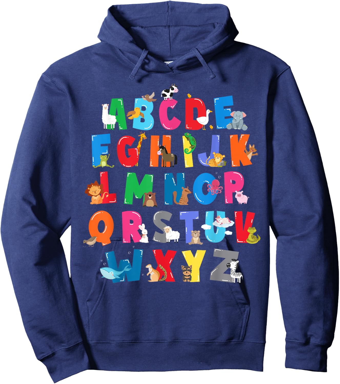 Funny Zoo Animal Alphabet ABCs Learning for Boys and Girls Hoodie - Hoodie | Navy