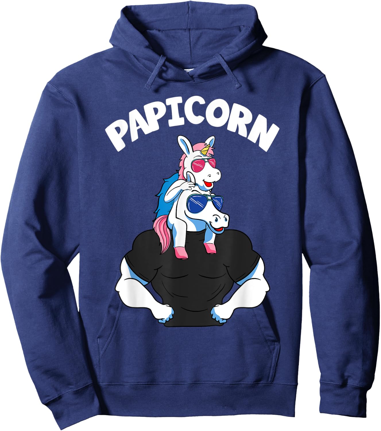 Papicorn 1 Kid Papi Pink Unicorn Hispanic Father Daughter Hoodie - Hoodie | Navy