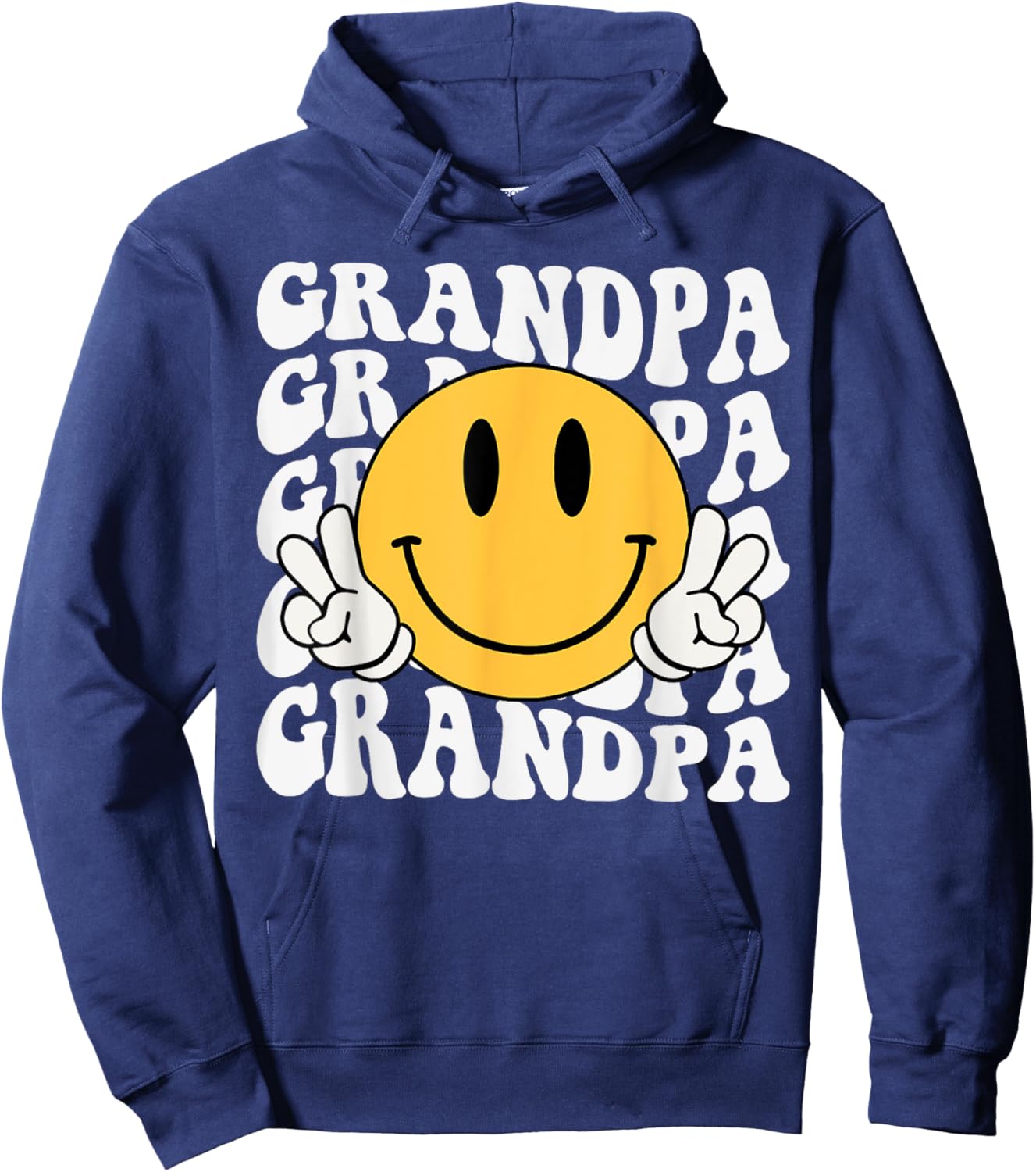 Grandpa One Happy Dude Birthday Family Matching Smile Face Hoodie - Hoodie | Navy