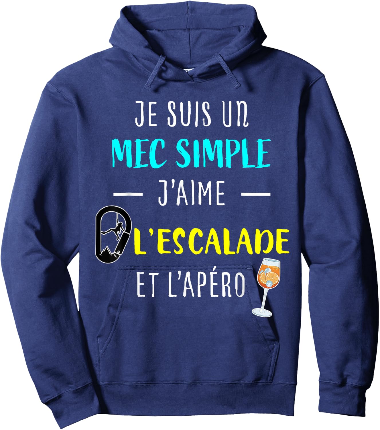 Funny Gift Man Climber "J'aime L'Escalade Et L'apéro" , Black, S Hoodie - Hoodie | Navy