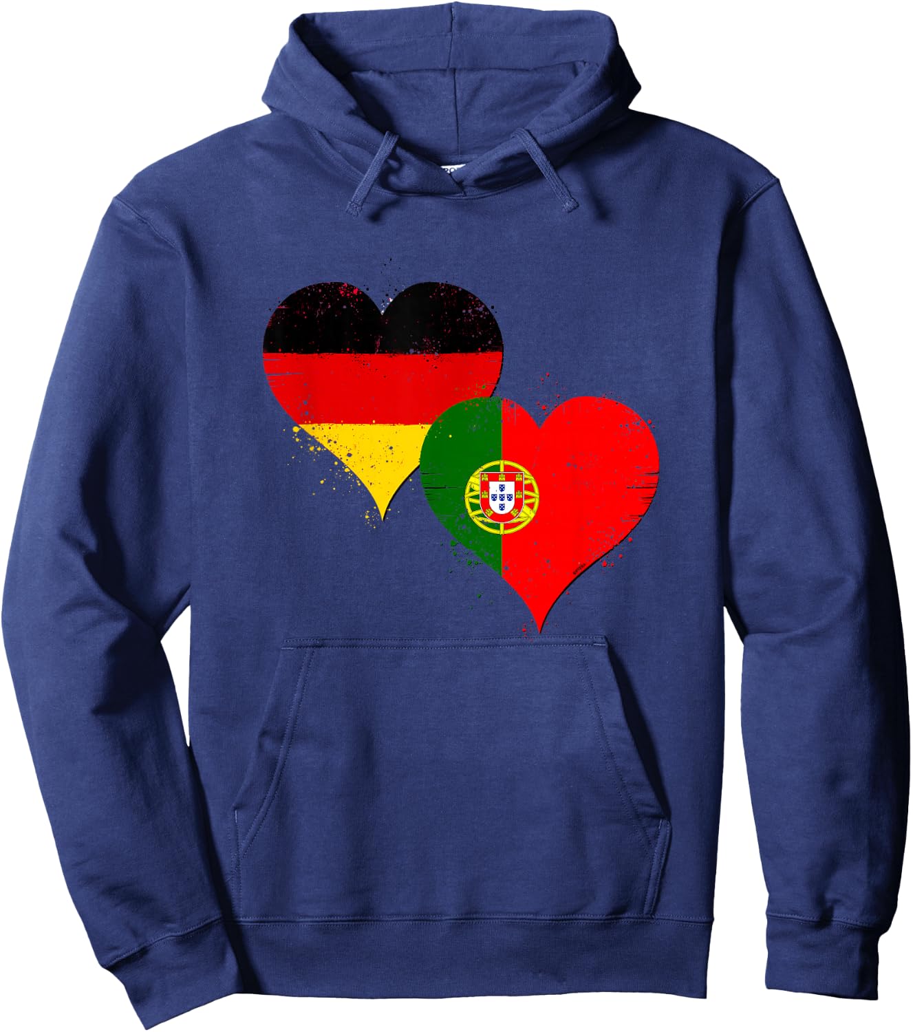 Cool Portugal Germany Flag for Portuguese German Fans Pride Hoodie - Hoodie | Navy