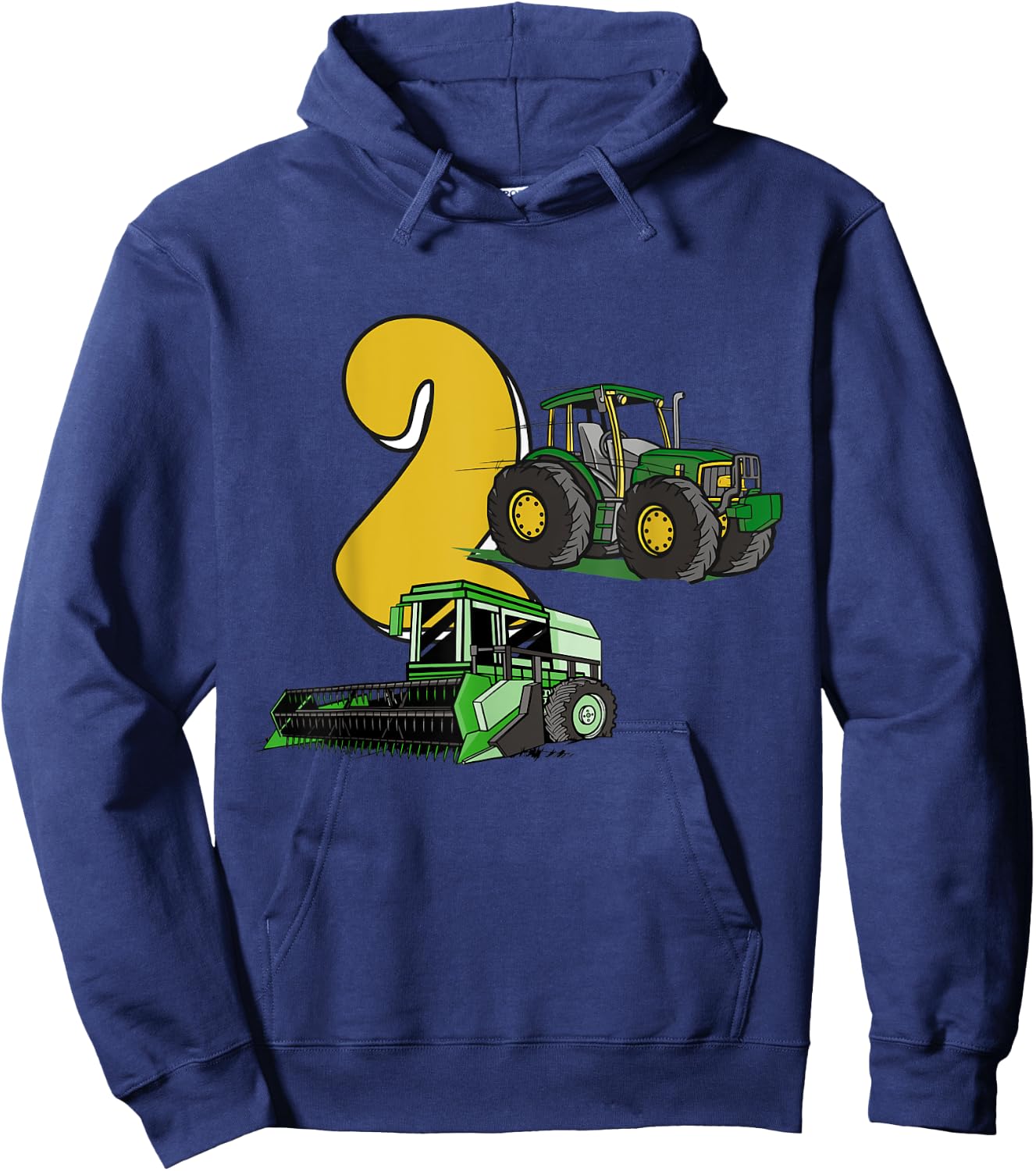 2. Geburtstag Junge, Traktor, Mähdrescher, Bauernhof Kinder Hoodie - Hoodie | Navy