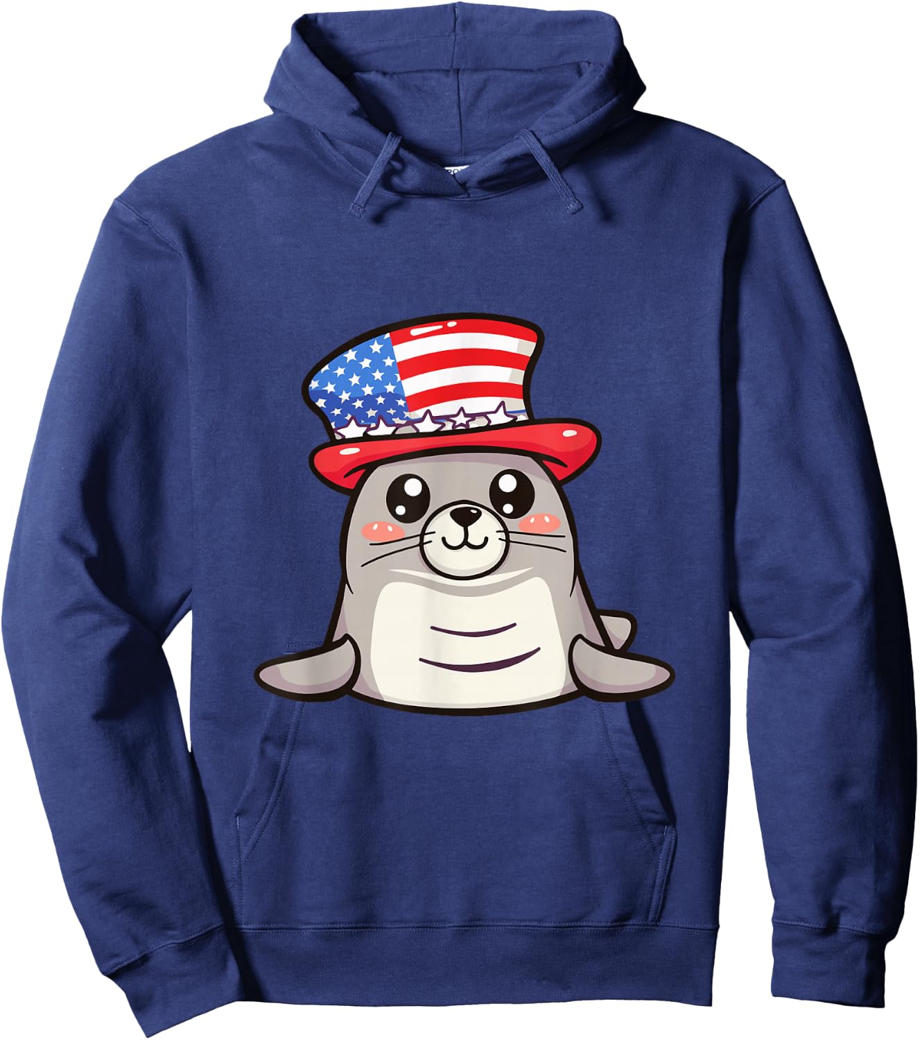 Cute Seal USA Flag | 4th Of July Hoodie - Hoodie | Navy