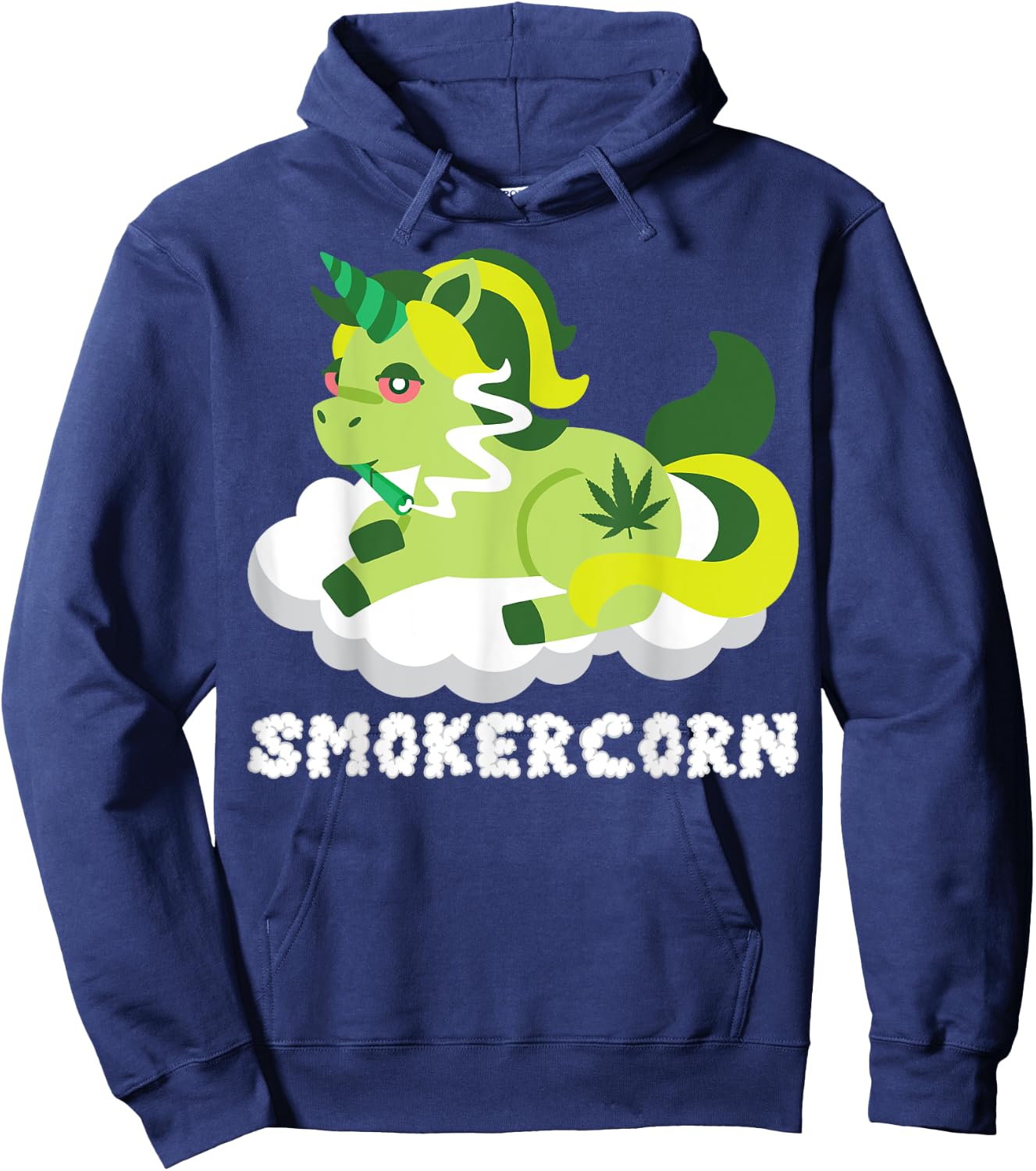 Smokercorn Unicorn 420 Weed Cannabis Marijuana Stoner Gift Hoodie - Hoodie | Navy