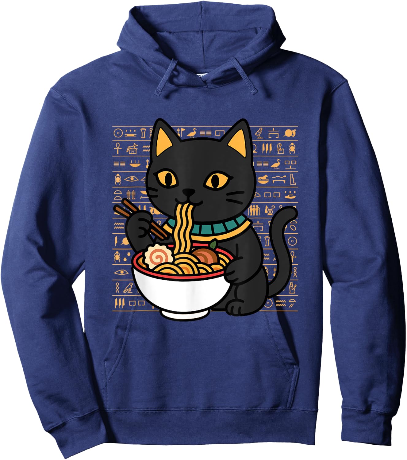 Bast Cat Ramen Egypt Egyptian Mythology Goddess Bastet Hoodie - Hoodie | Navy