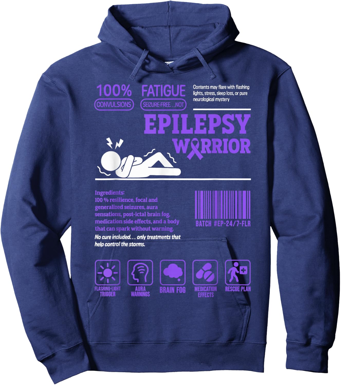 Funny Epilepsy Warrior Epilepsy Awareness Hoodie - Hoodie | Navy
