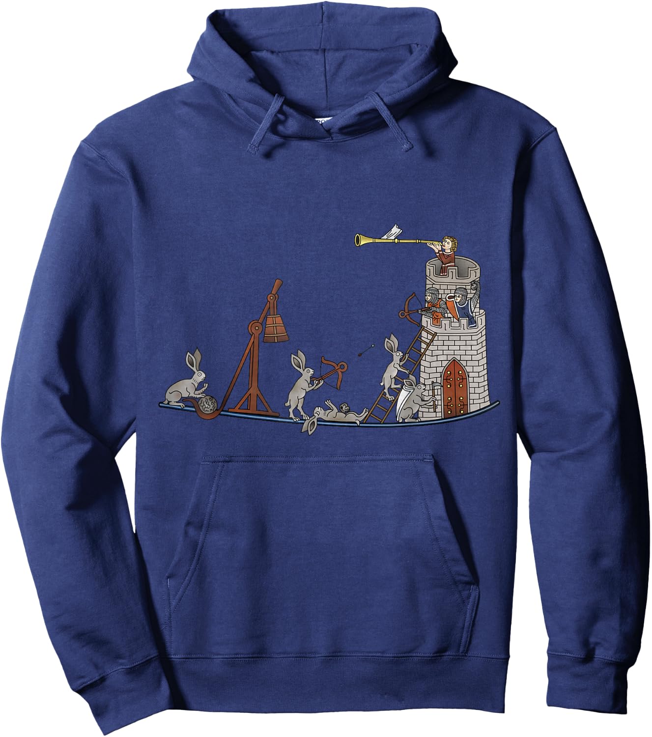 Marginalia Medieval Rabbits Siege Castle - MargiKnights Hoodie - Hoodie | Navy