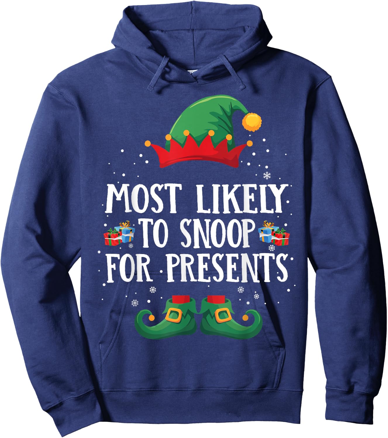 Most Likely To Snoop For Presents Matching Christmas Elf Hoodie - Hoodie | Navy