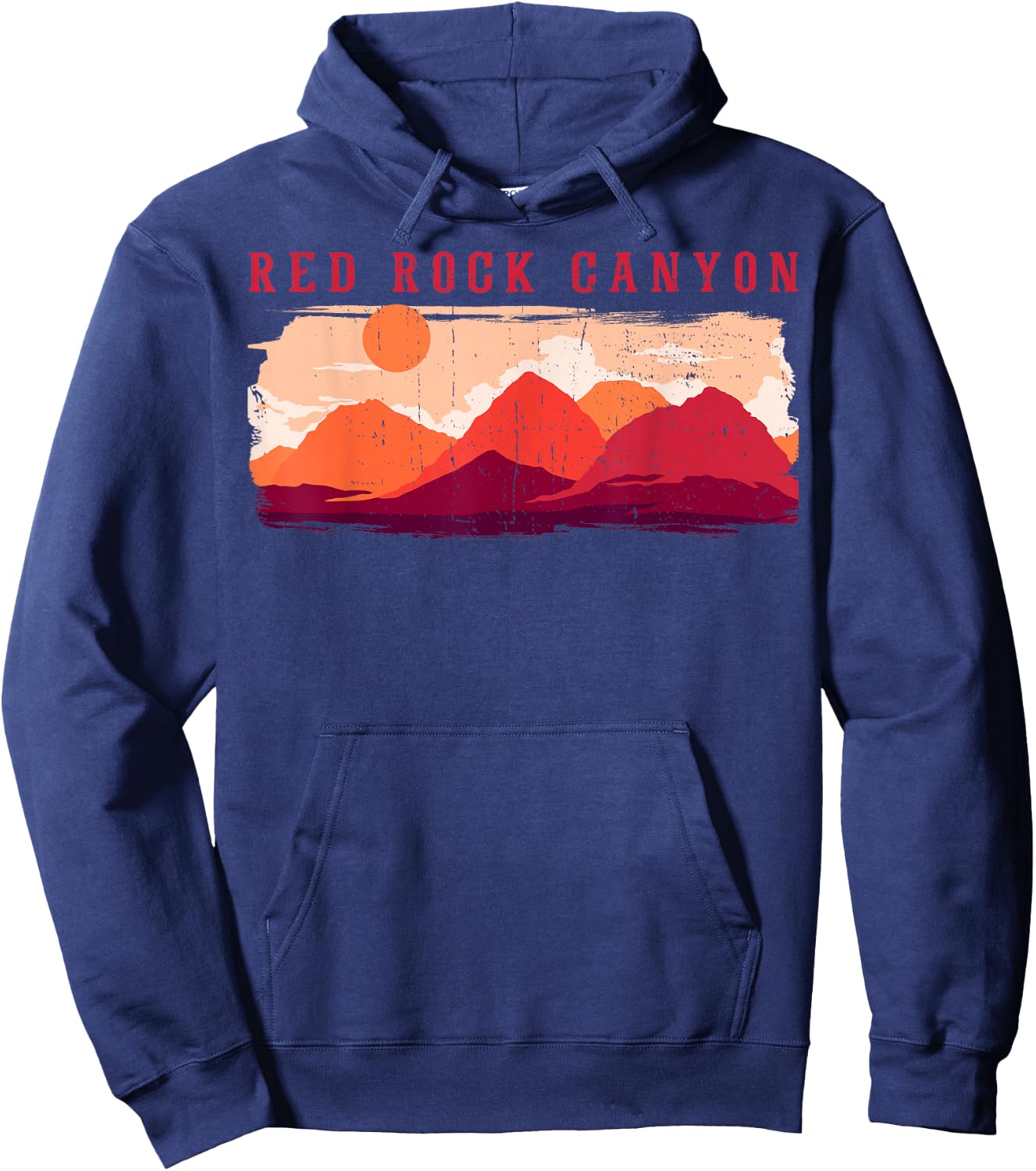Retro Red Rock Canyon Nevada Souvenir Graphic Themed Print Hoodie - Hoodie | Navy
