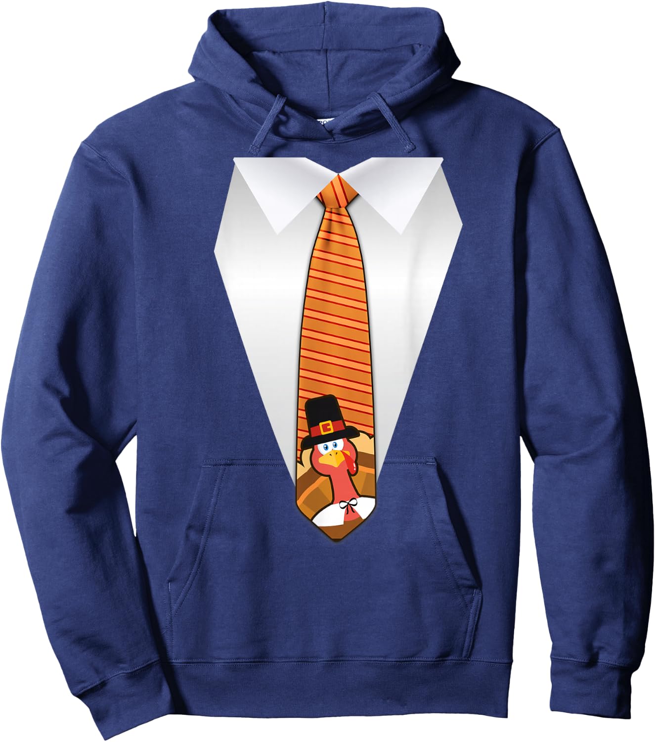 Oh Boy Love It Thanksgiving Family Dinner Tie, Funny Thanksgiving Turkey Tie Hoodie - Hoodie | Navy