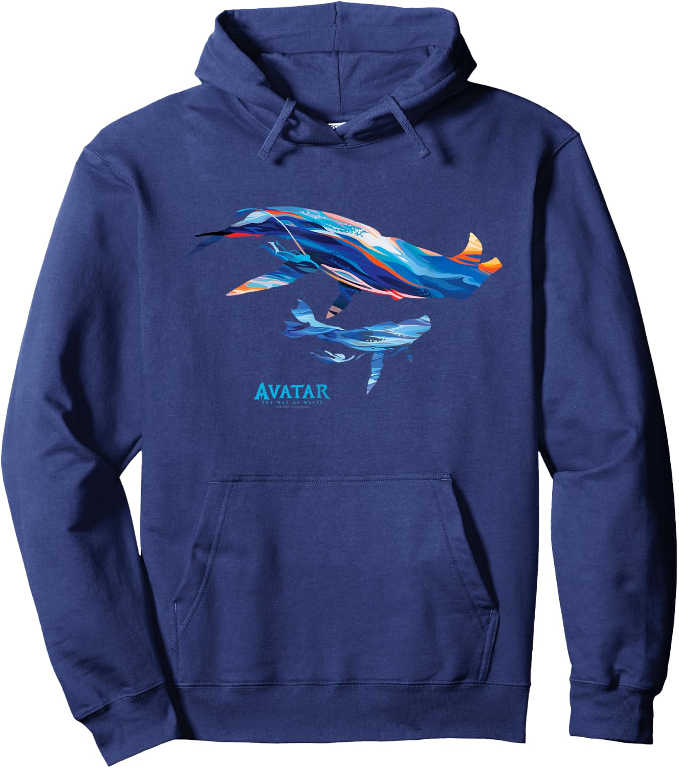 Avatar: The Way of Water Tulkun Mother and Calf Illustrated Hoodie - Hoodie | Navy