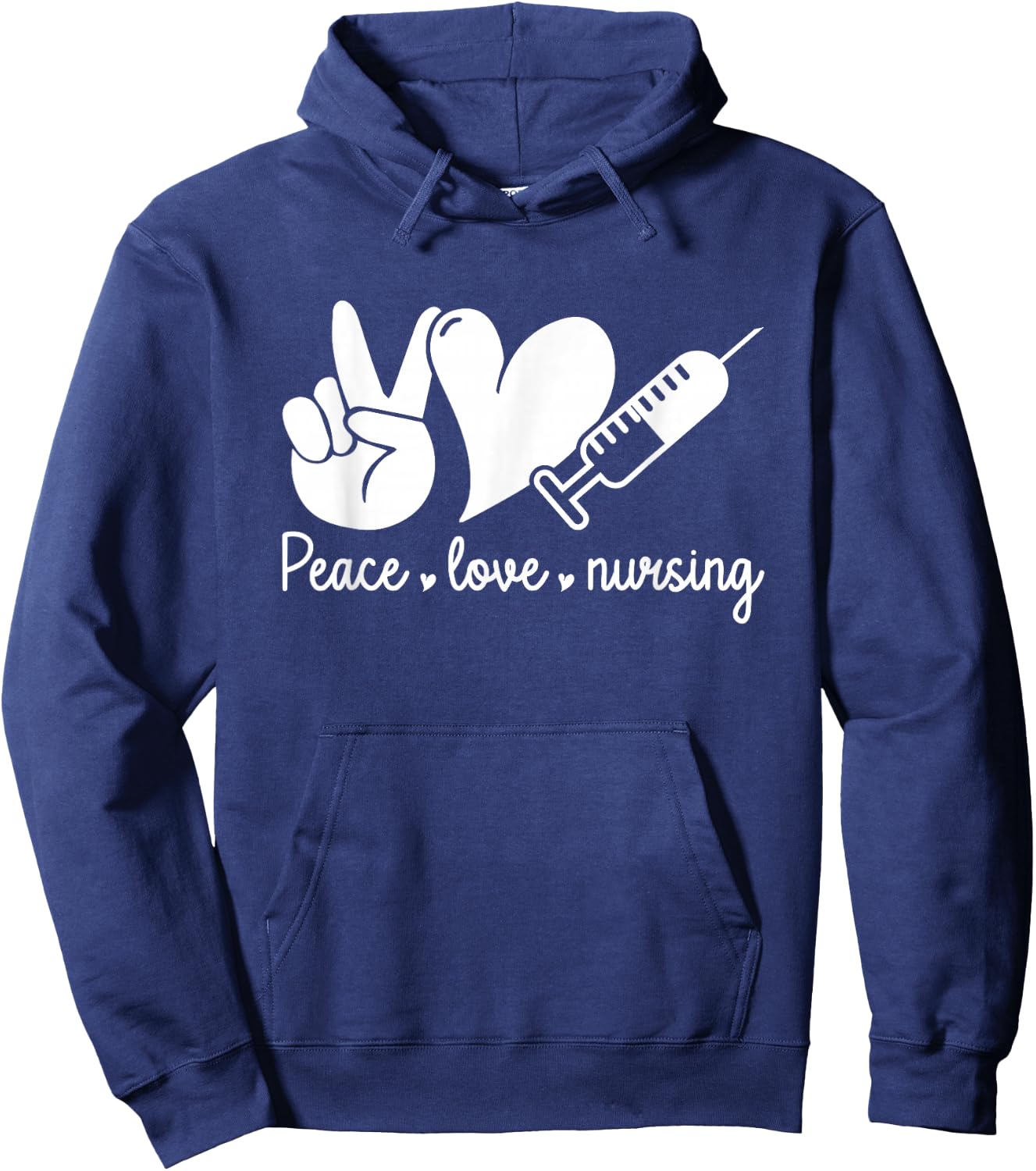 Peace Love Nursing Leopard Print Cute Nurse , Small, Black Hoodie - Hoodie | Navy
