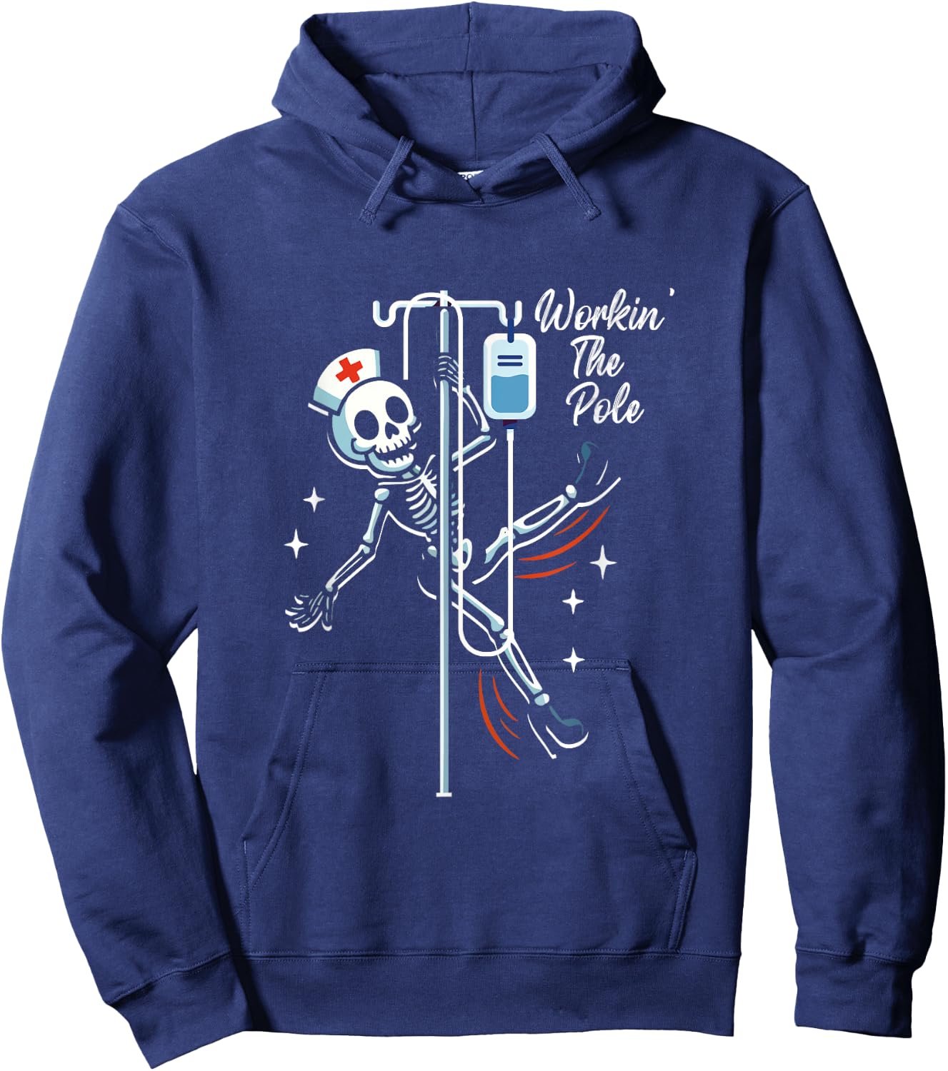 Working a Pole Dancer Nurse Dancing Skeleton Halloween Hoodie - Hoodie | Navy