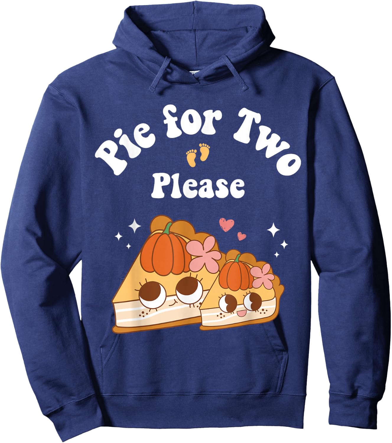 Pie for Two Please Thanksgiving Pregnancy Announcement Women Hoodie - Hoodie | Navy
