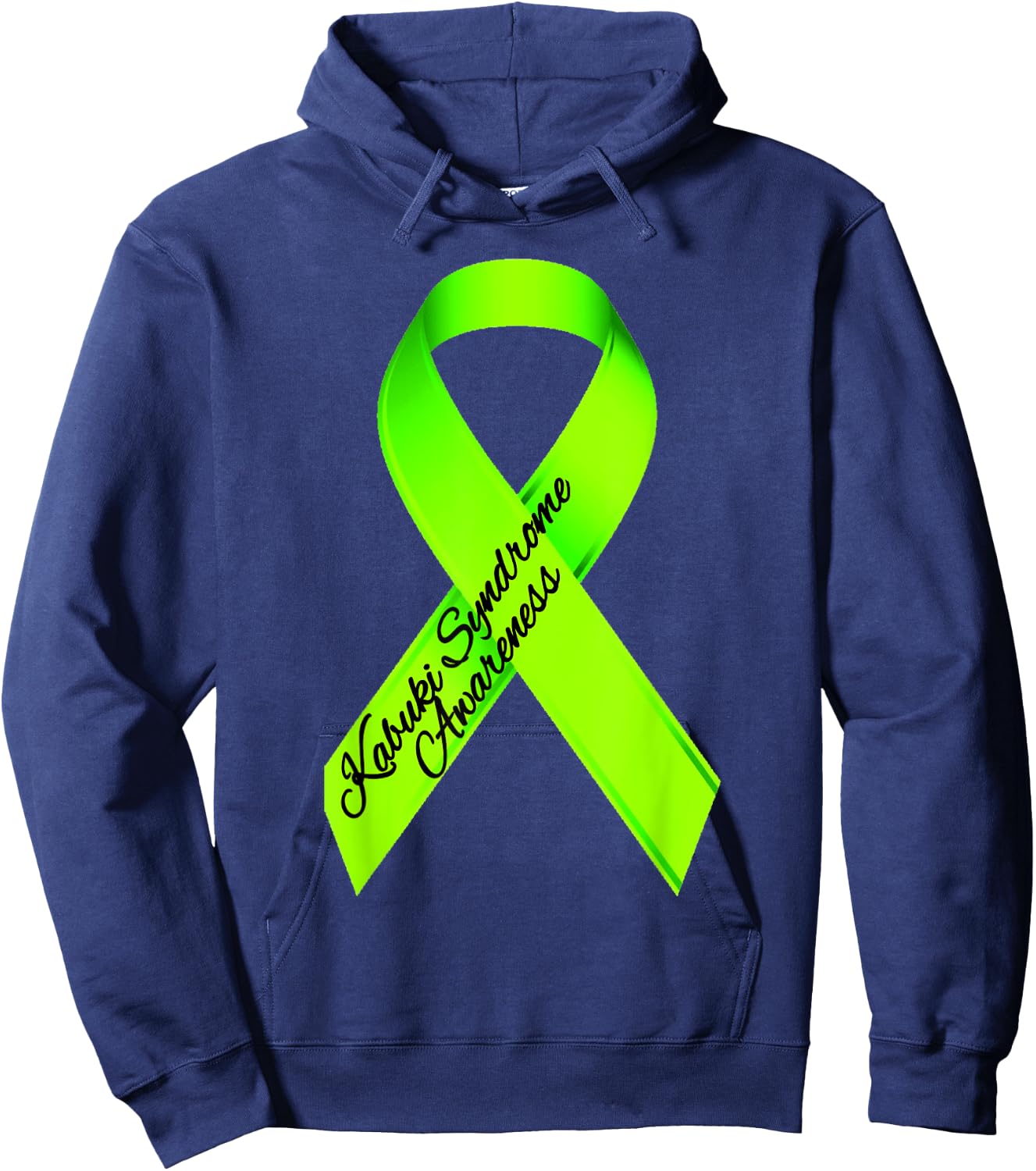 Kabuki Syndrome Awareness Lime Green Graffiti Ribbon Hoodie - Hoodie | Navy