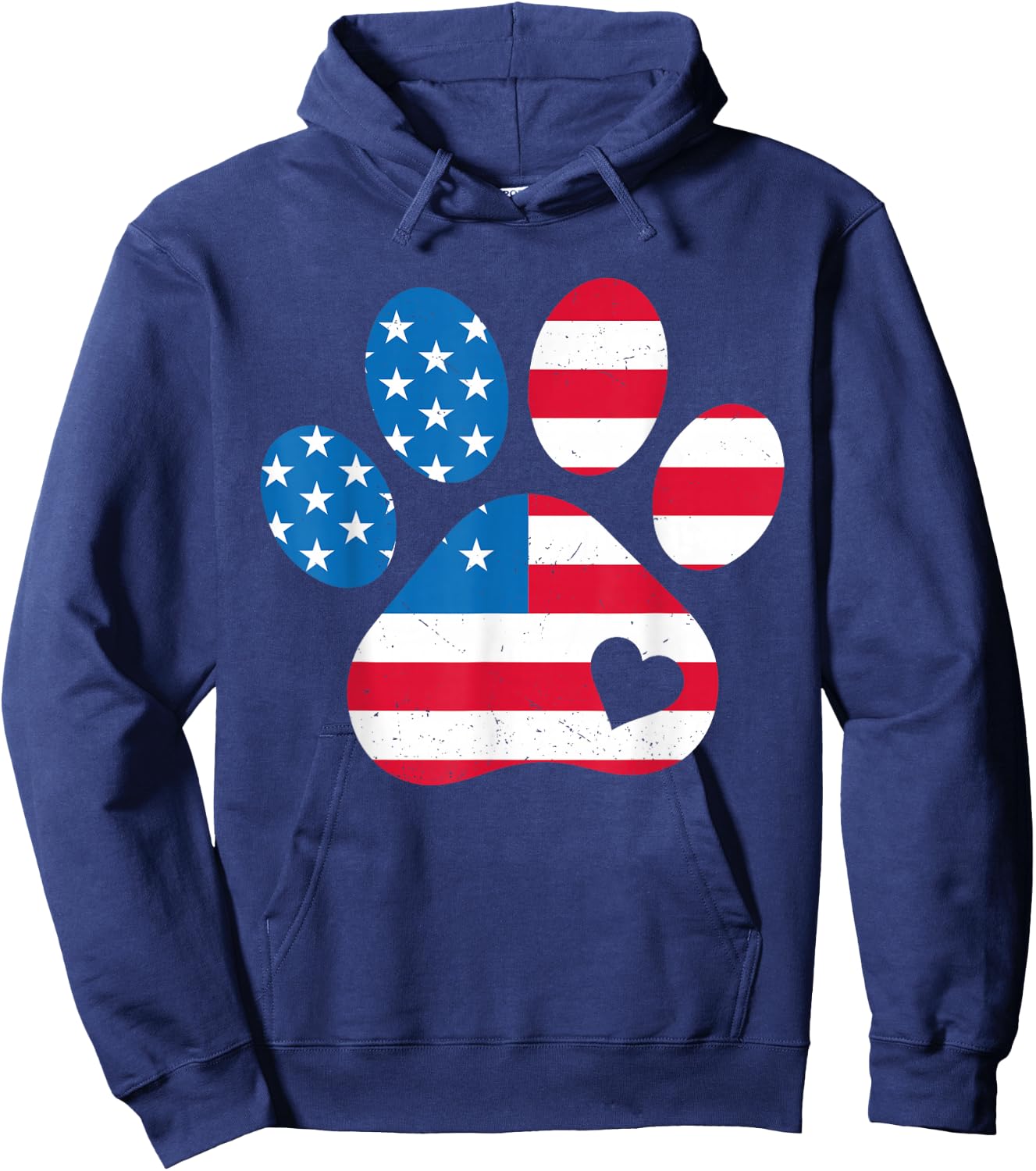 USA Dog Paw Print American 4th of July Puppy Paws Patriotic Hoodie - Hoodie | Navy