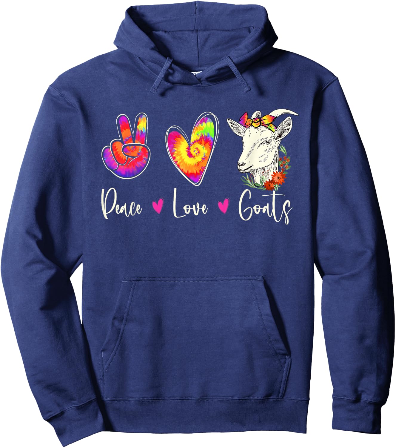 Peace Love Goats - Goat Whisperer Farm Animal Lover Farmer Hoodie - Hoodie | Navy