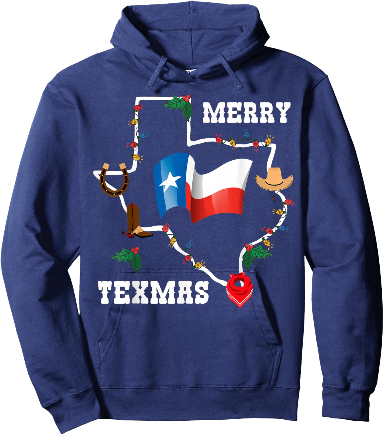 Merry Texmas Texas Flag Christmas Xmas Family Holidays Gift Hoodie - Hoodie | Navy