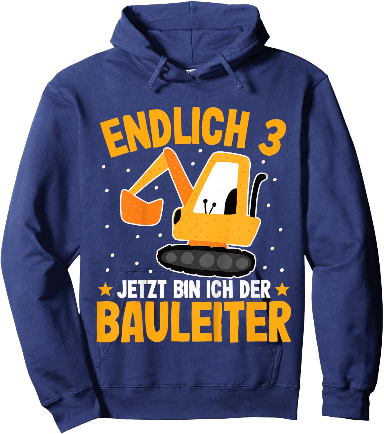 Children's Excavator 3 Years Boy | Boys 3rd Birthday Digger , black Hoodie - Hoodie | Navy