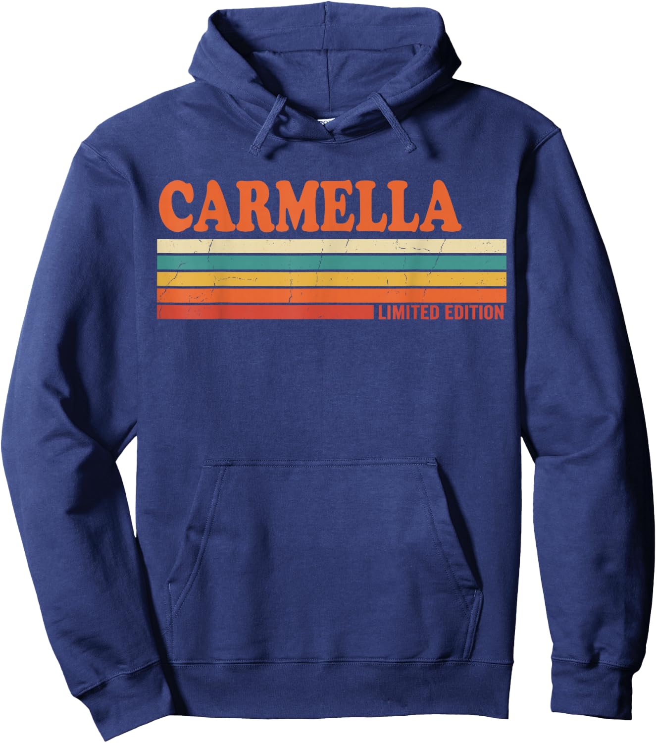 Carmella Retro Personalized First Name Vintage Stripes Hoodie - Hoodie | Navy