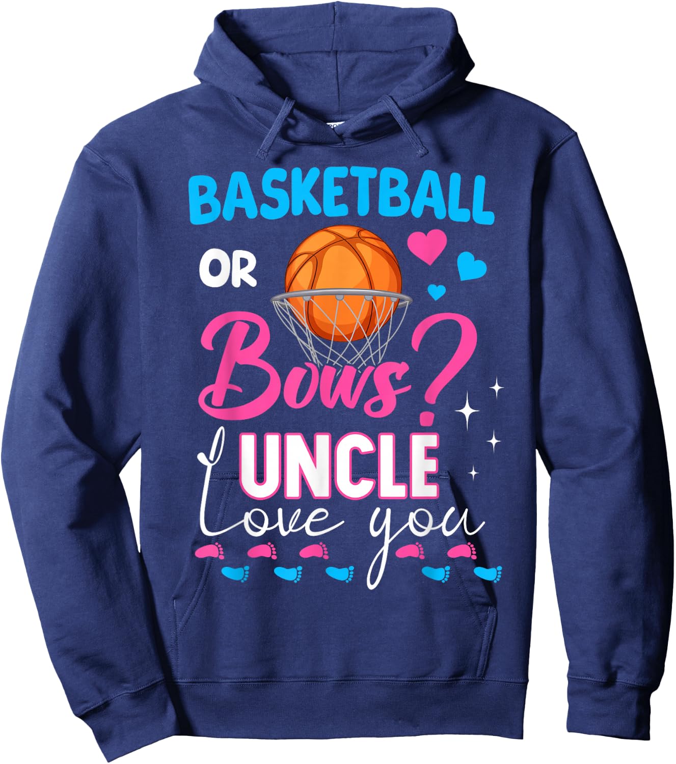 Basketball or Bows Uncle Loves You 2025 Gender Reveal Hoodie - Hoodie | Navy